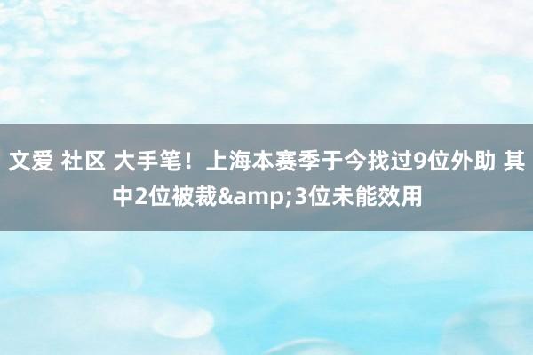 文爱 社区 大手笔！上海本赛季于今找过9位外助 其中2位被裁&3位未能效用